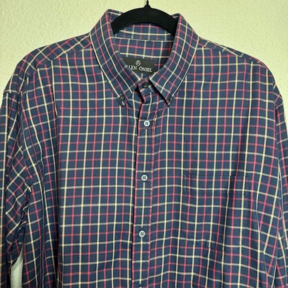 Allen Oneil Sz X-Large Blue Plaid Long Sleeve Button Up Shirt - Picture 6 of 13